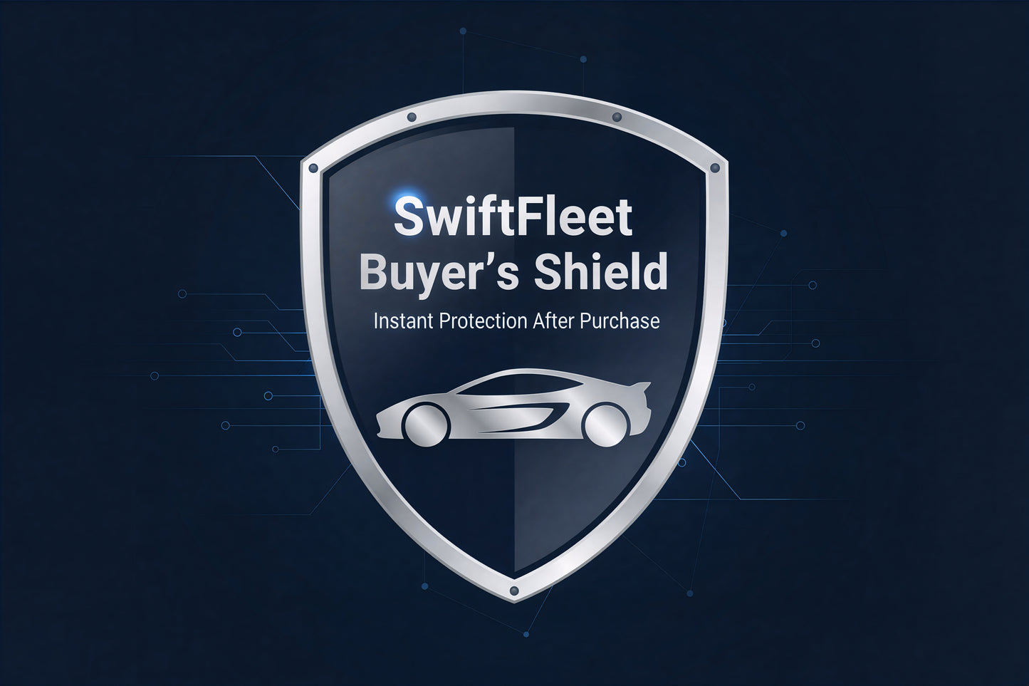 SwiftFleet Buyer's Shield logo on a dark background